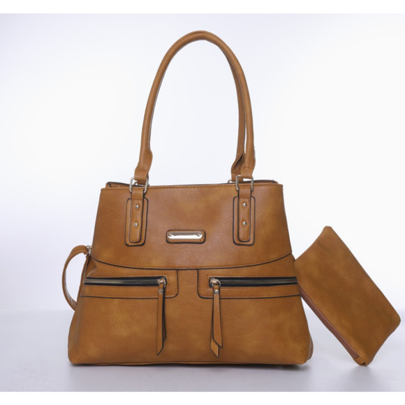 Via Fore Handbags - Brown Handbag Purse Tote Clutch Satchel Handle